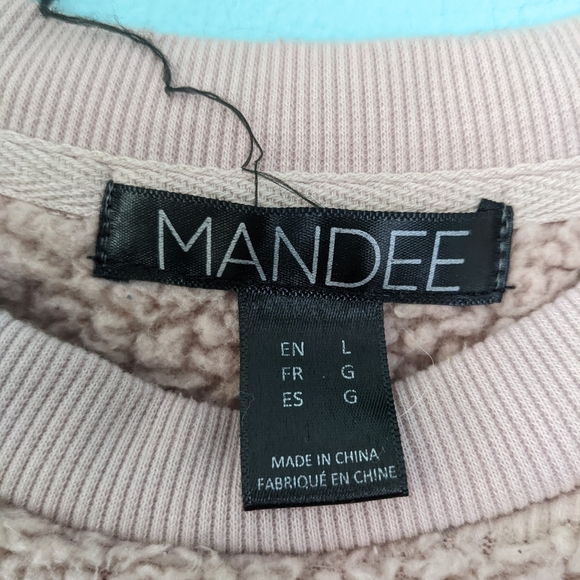 Mandee Long Sleeve Ready Bear Fleece Sweater Large Pink - Picture 3 of 5